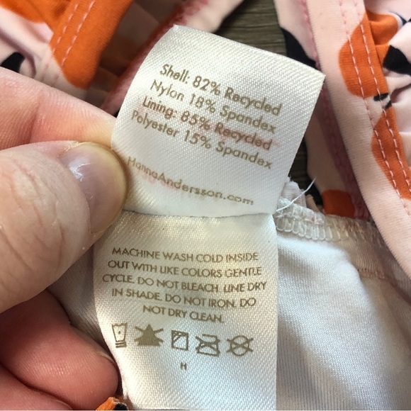 Hanna Andersson Orange Pink Floral Smocked Tainan Mixie Swim Top Girls Size 6-7 - Picture 8 of 9